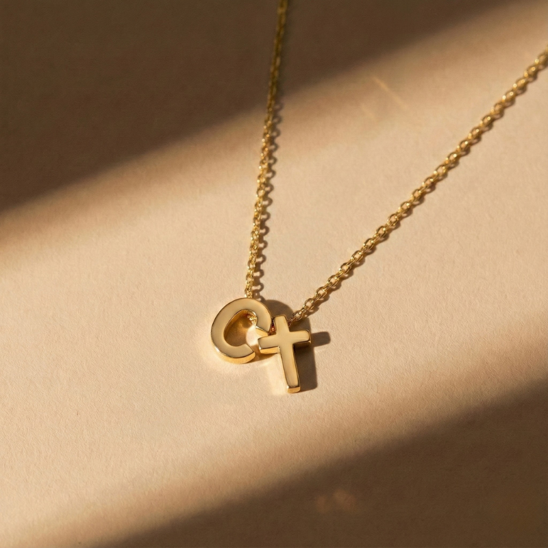 Initial Cross Necklace