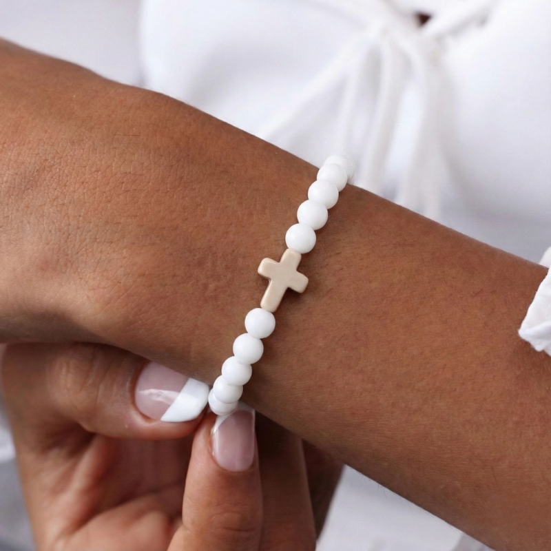 White Cross Bracelet
