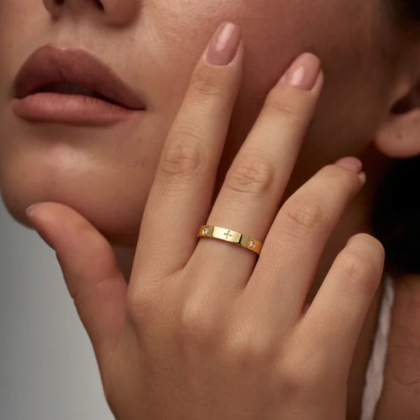 Crystal Cross Ring