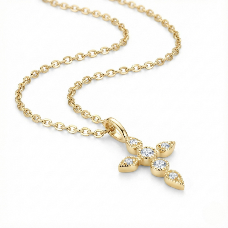 Mossanite Signature Cross Necklace