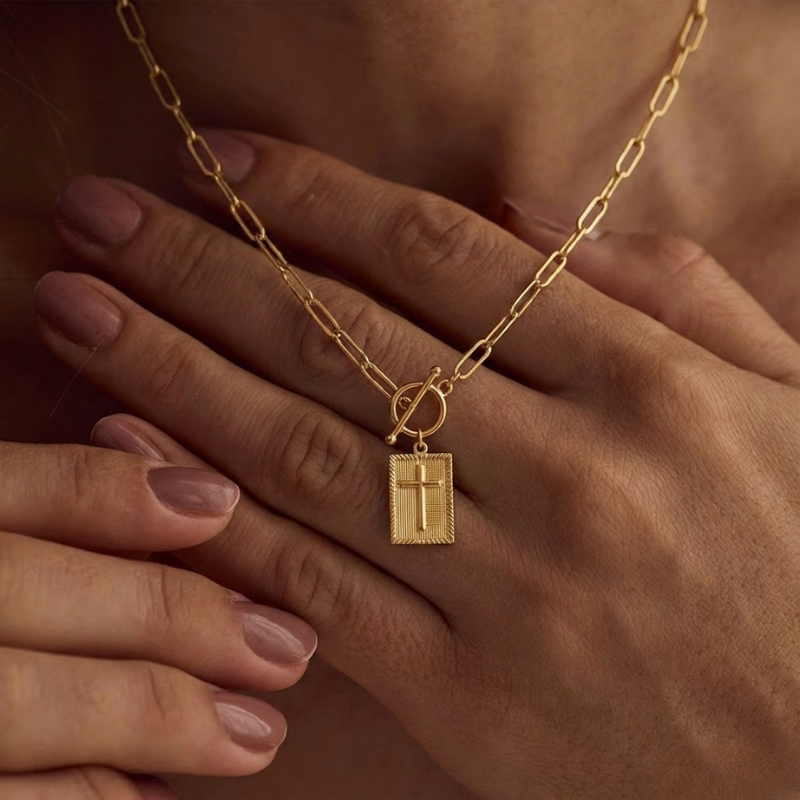 Paperclip Cross Necklace