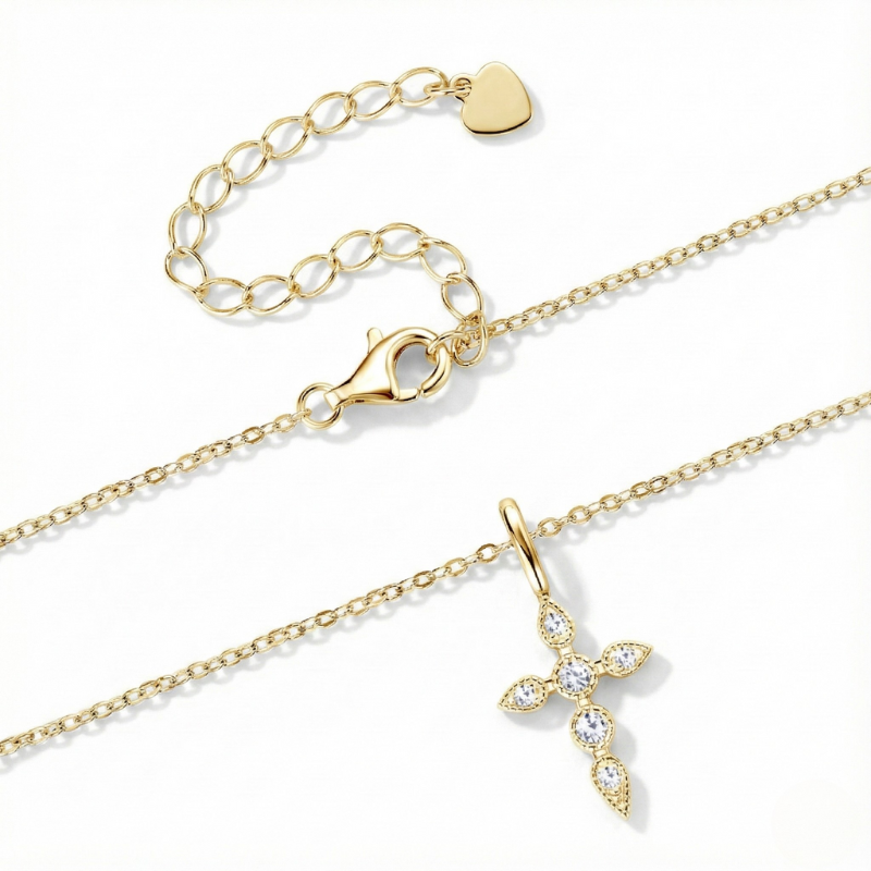 Mossanite Signature Cross Necklace