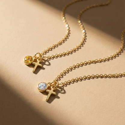 Birthstone Cross Necklace