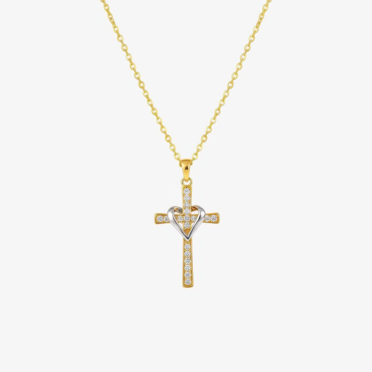 Two Tone Cross Necklace