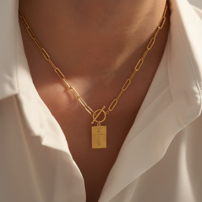Paperclip Cross Necklace