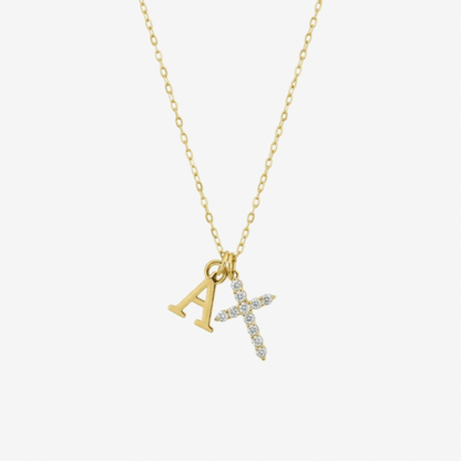Initial Crystal Cross Necklace