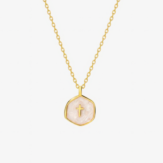Mini Pearl Cross Necklace