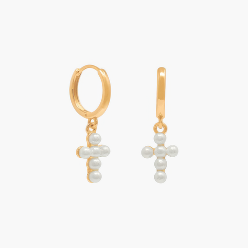 Pearl Cross Earrings