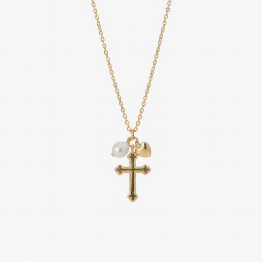 Triple Charm Cross Necklace